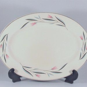 Edwin Knowles Carlton Oval Serving Plate Platter 11.25" Vintage White Floral